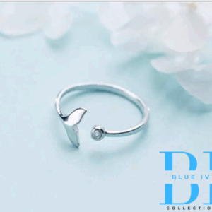 100% Real Silver Ring Jewelry Fashion Cute Crystal Mermaid Tail Rings for Women Statement Antique Ring Anillos