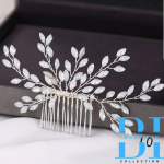 Bridal Silver Hair Comb Rose