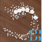 Bridal Silver Hair Comb Rose