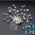 Bridal Silver Hair Comb Ruby
