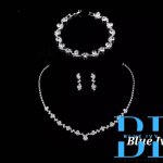 Bridal Necklace, Earrings and Bracelet Set Silver