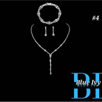 Bridal Necklace, Earrings and Bracelet Set Silver