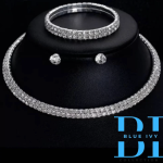 Bridal Necklace, Earrings and Bracelet Set Silver