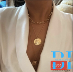 Moon Necklace• Map Necklace• 2 Layers Chain • Two Layer Necklace•3 Layered Necklace• Three Layered Necklace• Gift - Image 3