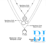 Moon Necklace• Map Necklace• 2 Layers Chain • Two Layer Necklace•3 Layered Necklace• Three Layered Necklace• Gift - Image 7