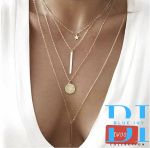 Moon Necklace• Map Necklace• 2 Layers Chain • Two Layer Necklace•3 Layered Necklace• Three Layered Necklace• Gift - Image 8